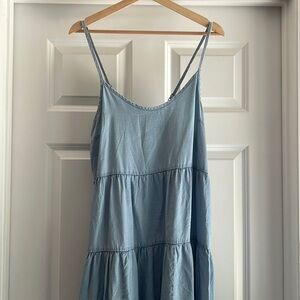 Mossimo Supply Co. Blue Spaghetti Strap Ruffle Dress
